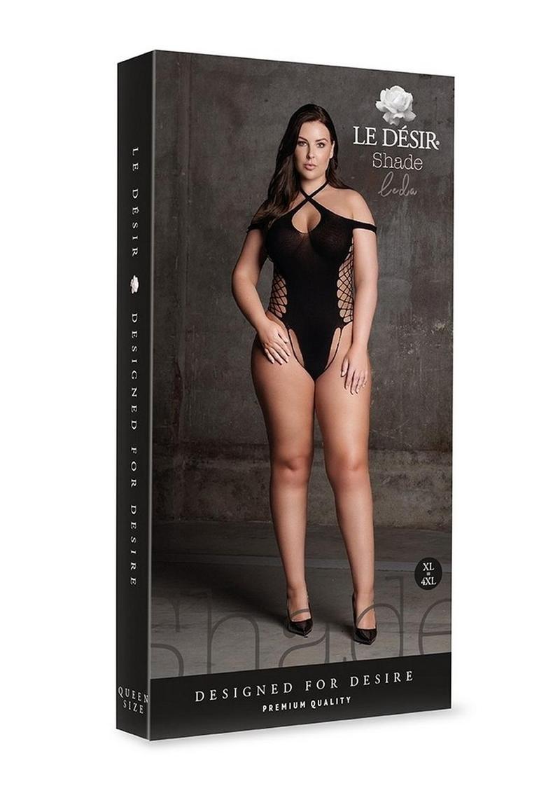 Le Desir Shade Leda Xiii Body with Crossed Neckline and Off Shoulder Straps - Black - Queen