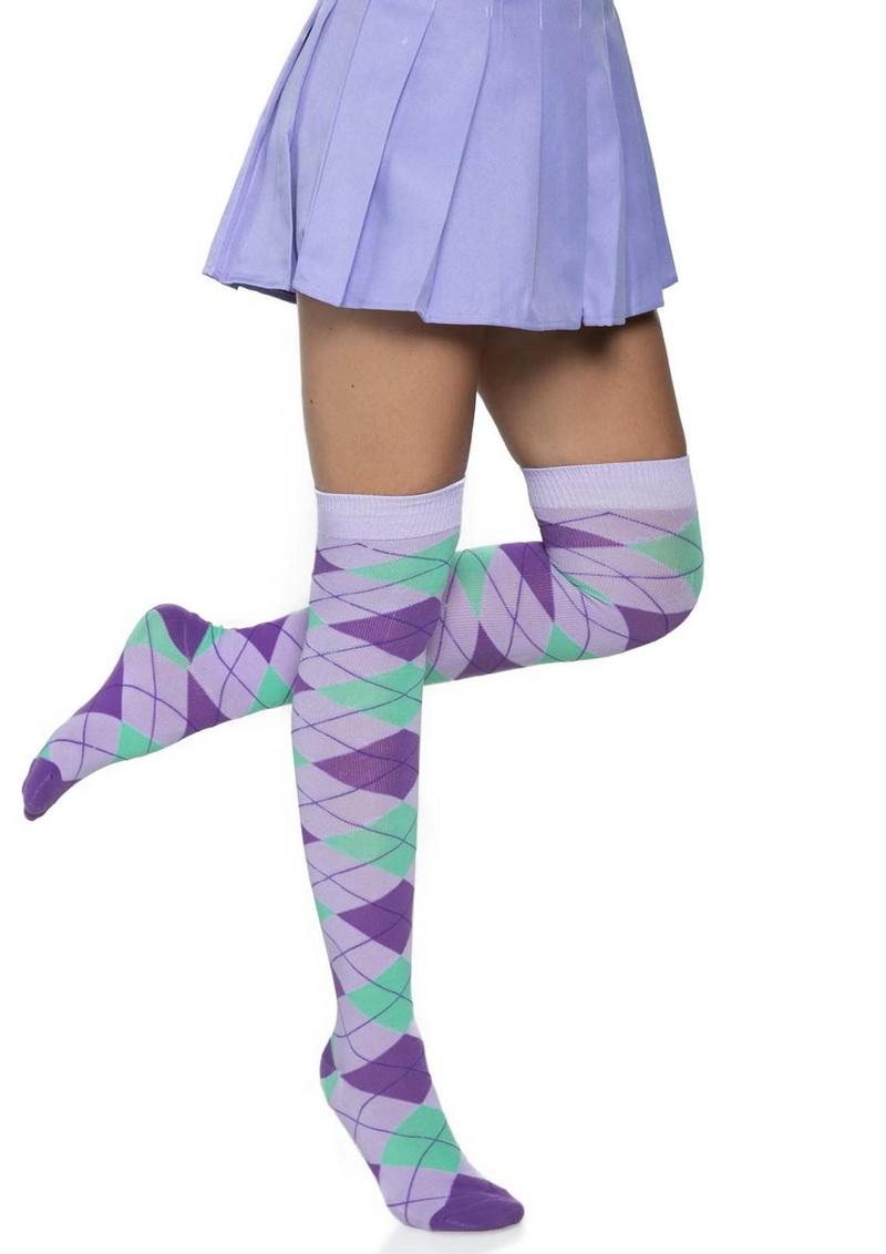 Leg Avenue Argyle Knit Over The Knee Socks