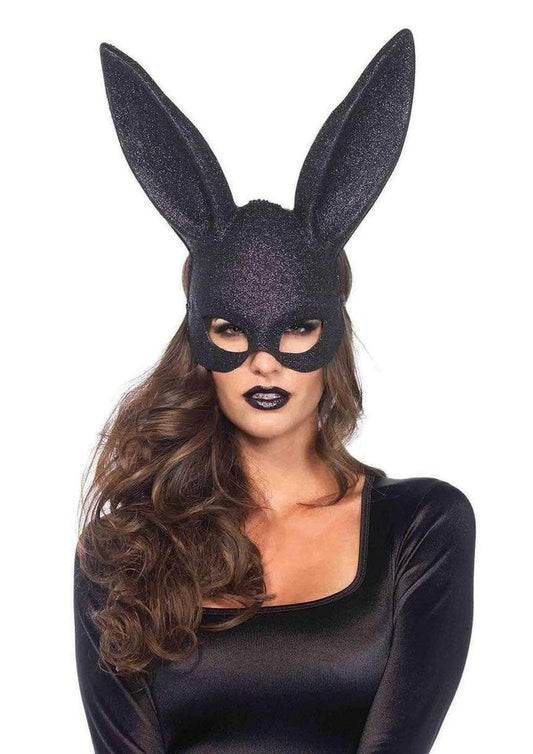 Leg Avenue Glitter Masquerade Bunny Mask - Black - One Size