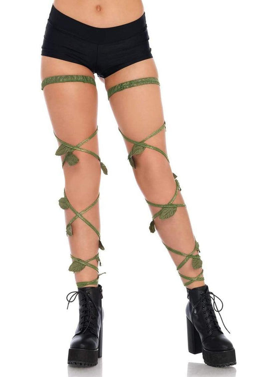 Leg Avenue Ivy Shimmer Garter Leg Wraps - Green - One Size