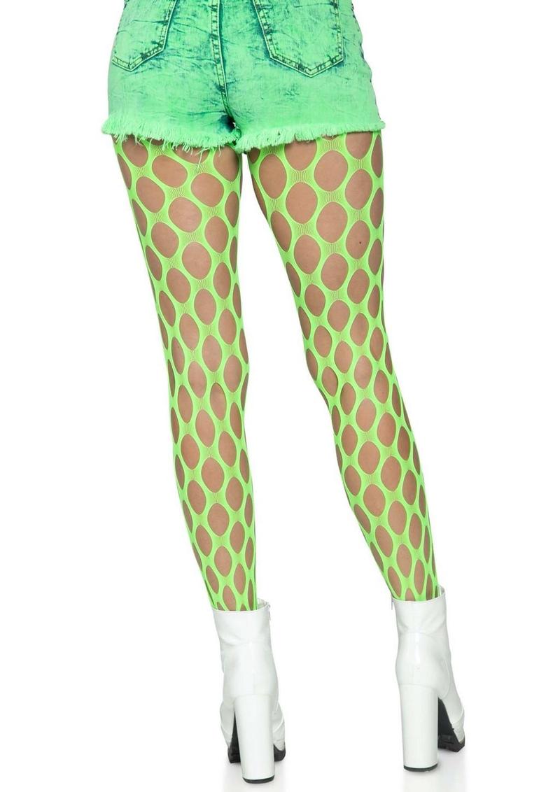 Leg Avenue Jumbo Pothole Net Tights - Green/Neon Green - One Size