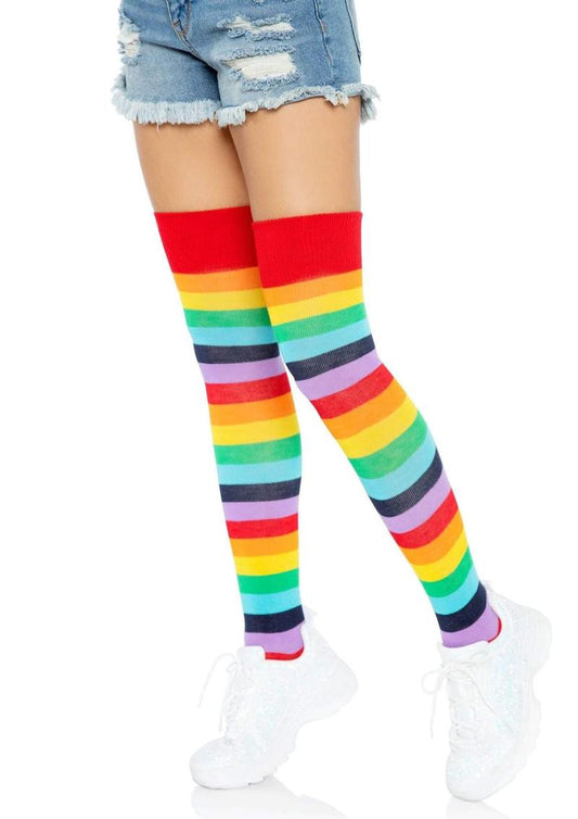 Leg Avenue Lycra Acrylic Rainbow Thigh High - Multicolor - One Size