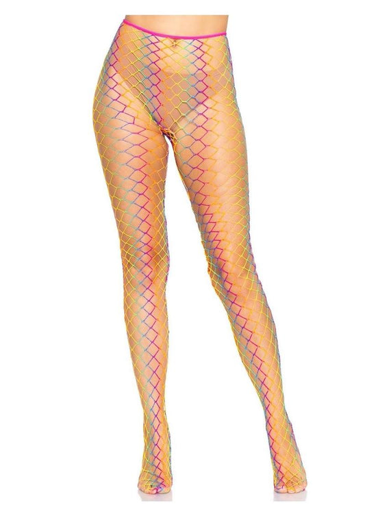 Leg Avenue Ombre Rainbow Woven Net Tight - Multicolor - One Size