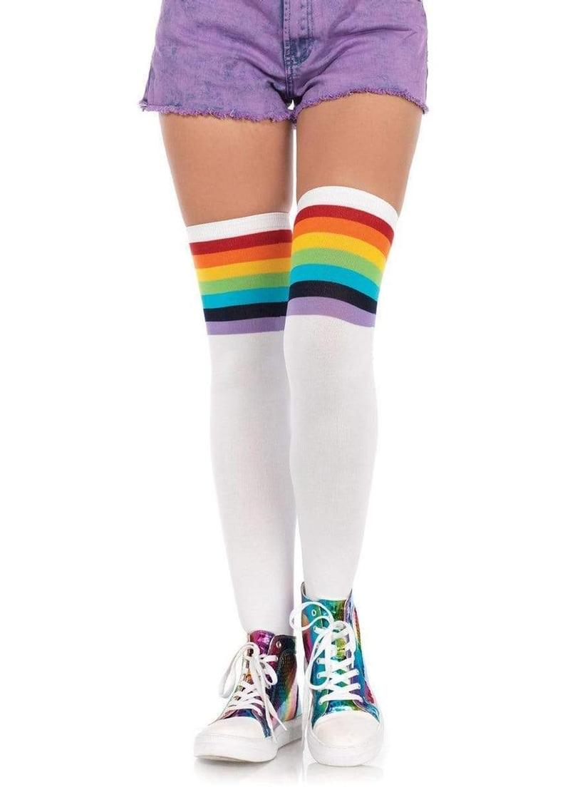 Leg Avenue Over The Rainbow Opaque Thigh High - Multicolor - One Size