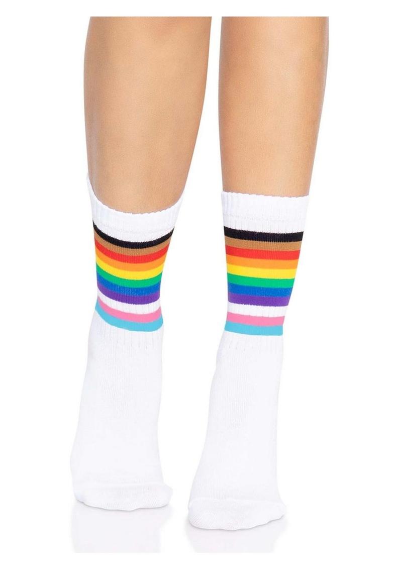 Leg Avenue Pride Crew Socks - Rainbow - One Size