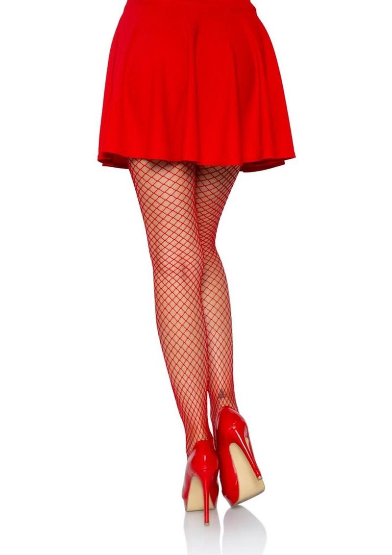 Leg Avenue Spandex Industrial Net Tights - Red - One Size