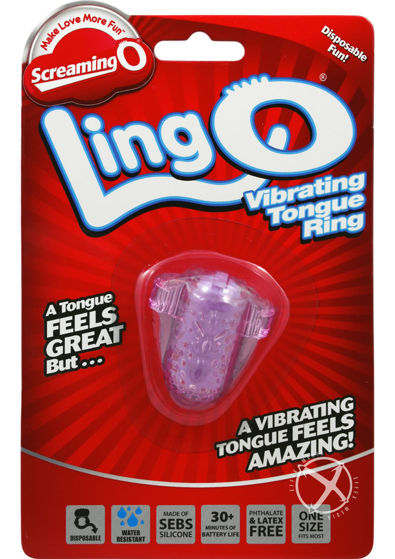 Ling O Vibrating Tongue Ring Silicone Waterproof - Purple
