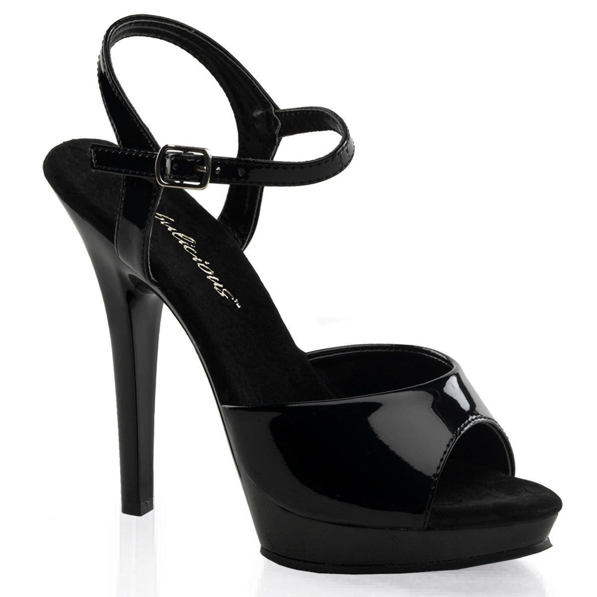 pleaser black 5" Stiletto Heel Ankle Strap Platform Sandal