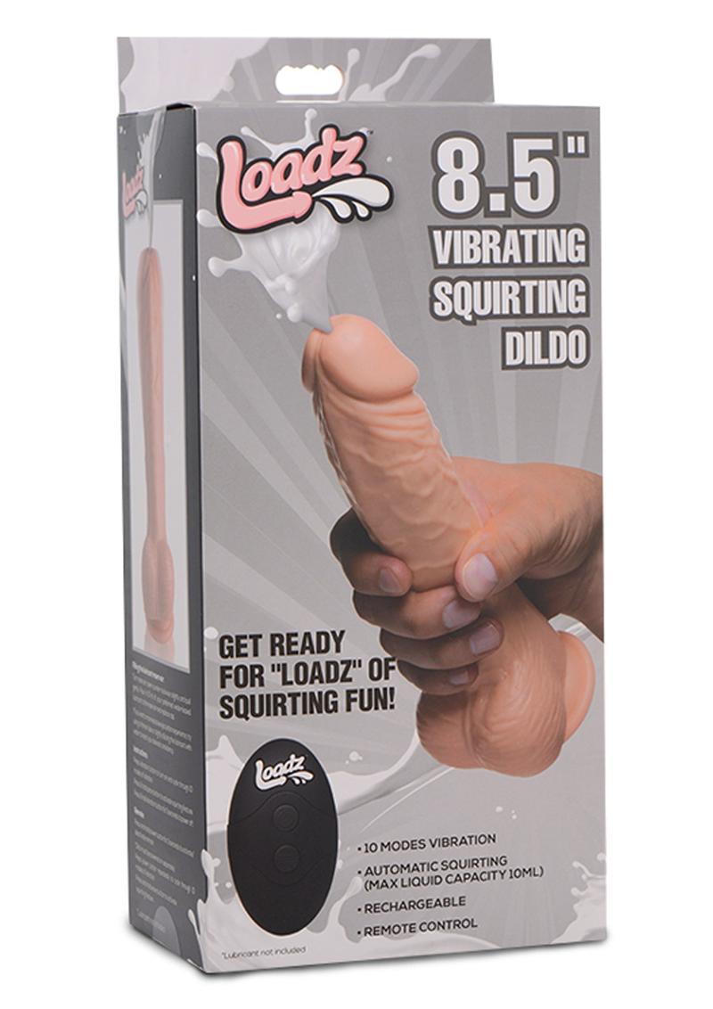 Loadz Vibrating Squirting Dildo with Remote - Vanilla - 8.5in