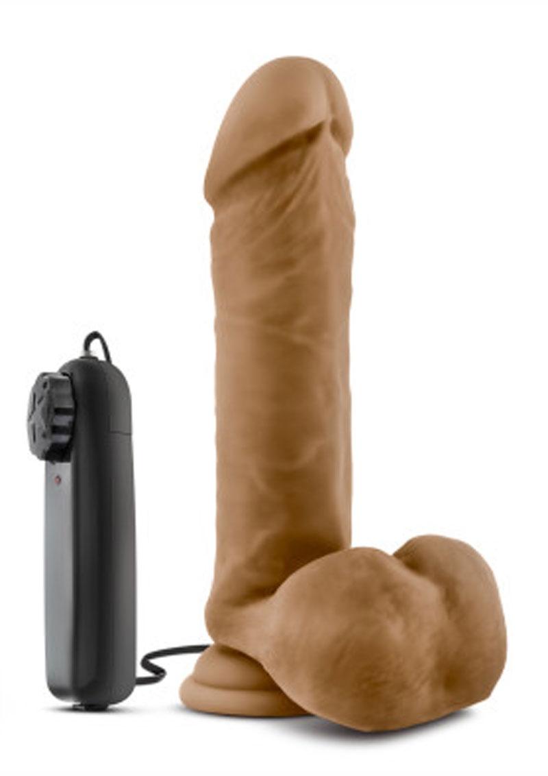 Loverboy Soccer Champ Vibrating Dildo with Balls - Brown/Caramel - 8in