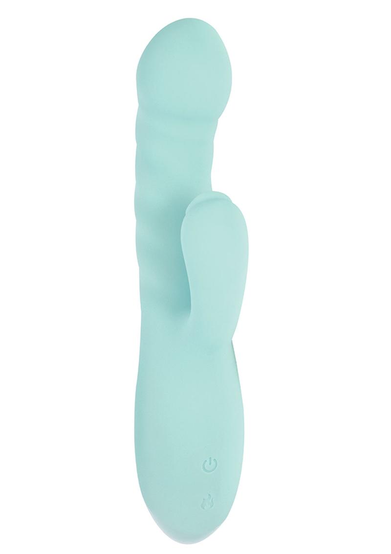 Luv Heat Up Thruster Rechargeable Silicone Vibrator - Aqua/Blue