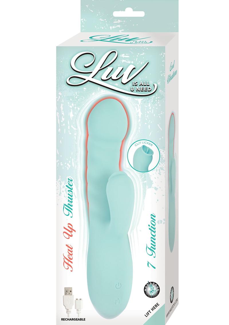 Luv Heat Up Thruster Rechargeable Silicone Vibrator - Aqua/Blue