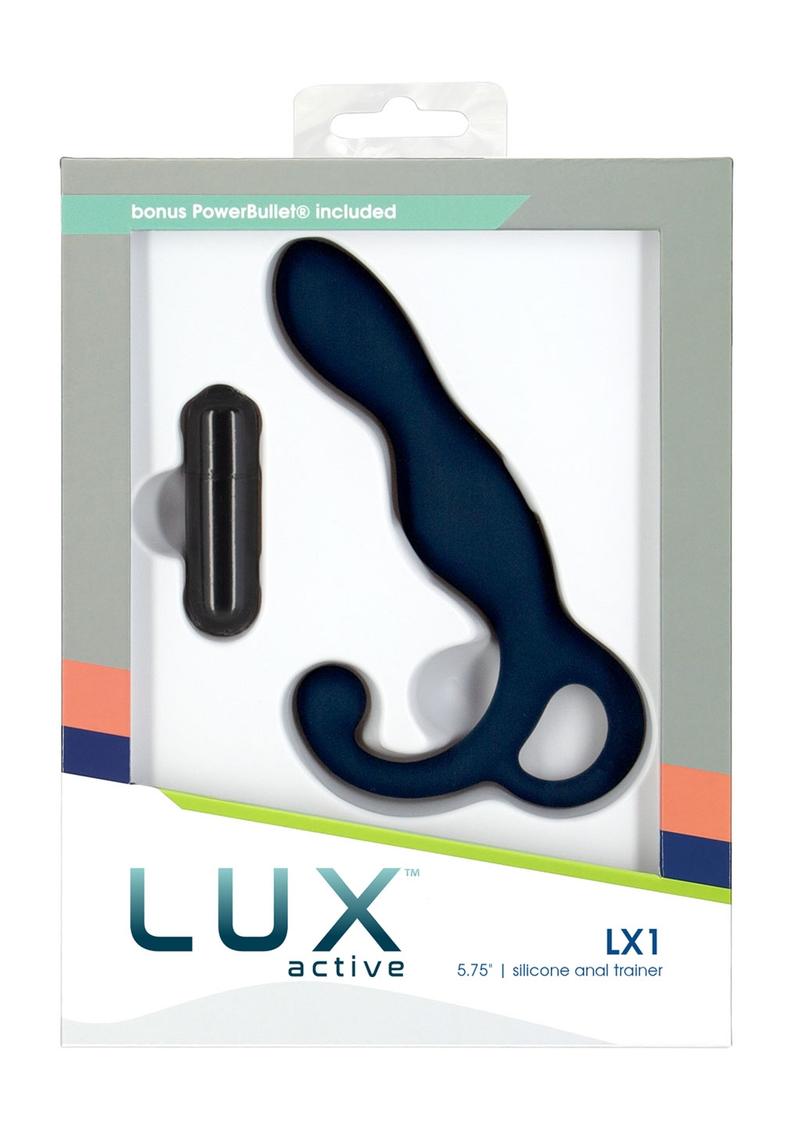 Lux Active Lx1 Silicone Rechargeable Anal Trainer with Bullet - Blue/Navy