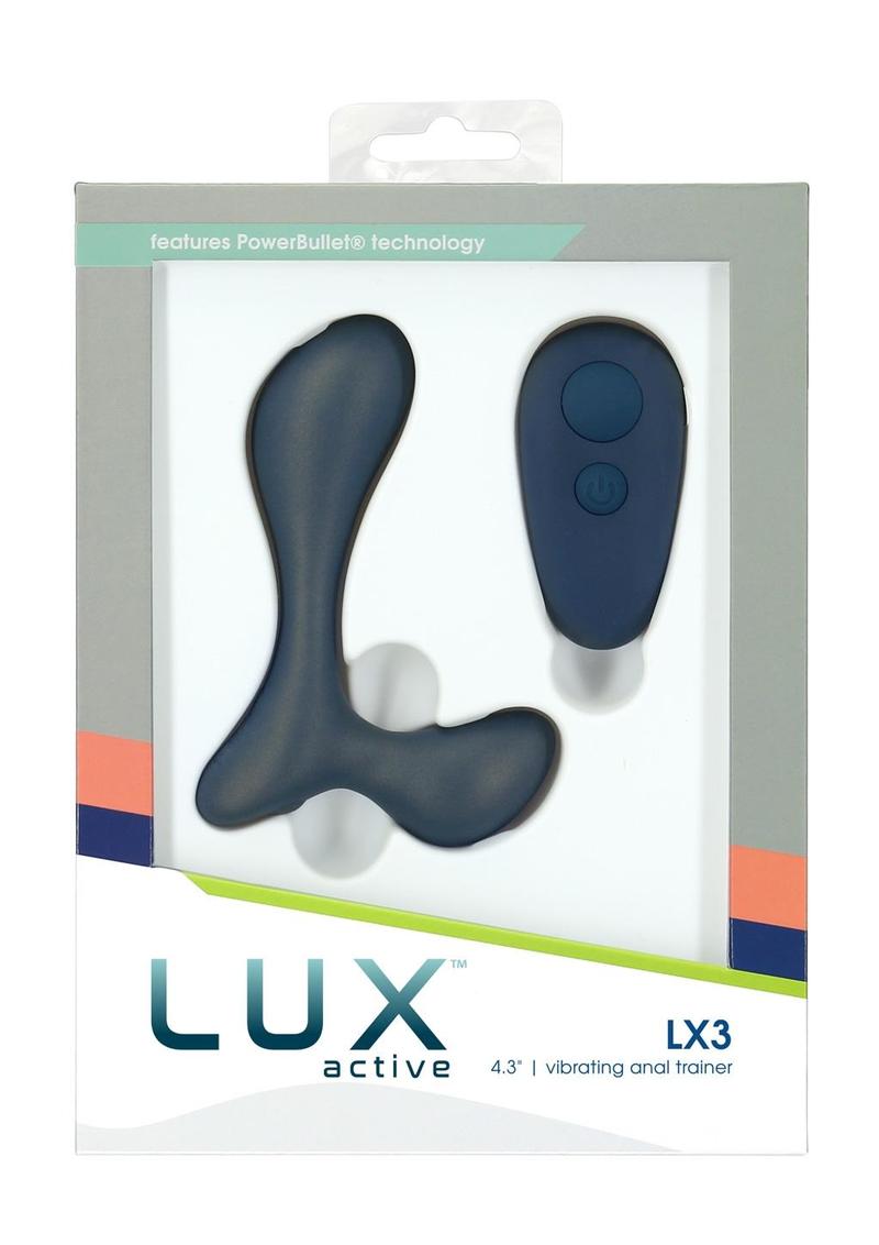 Lux Active Lx3 Silicone Rechargeable Anal Trainer with Bullet and Remote Control - Navy