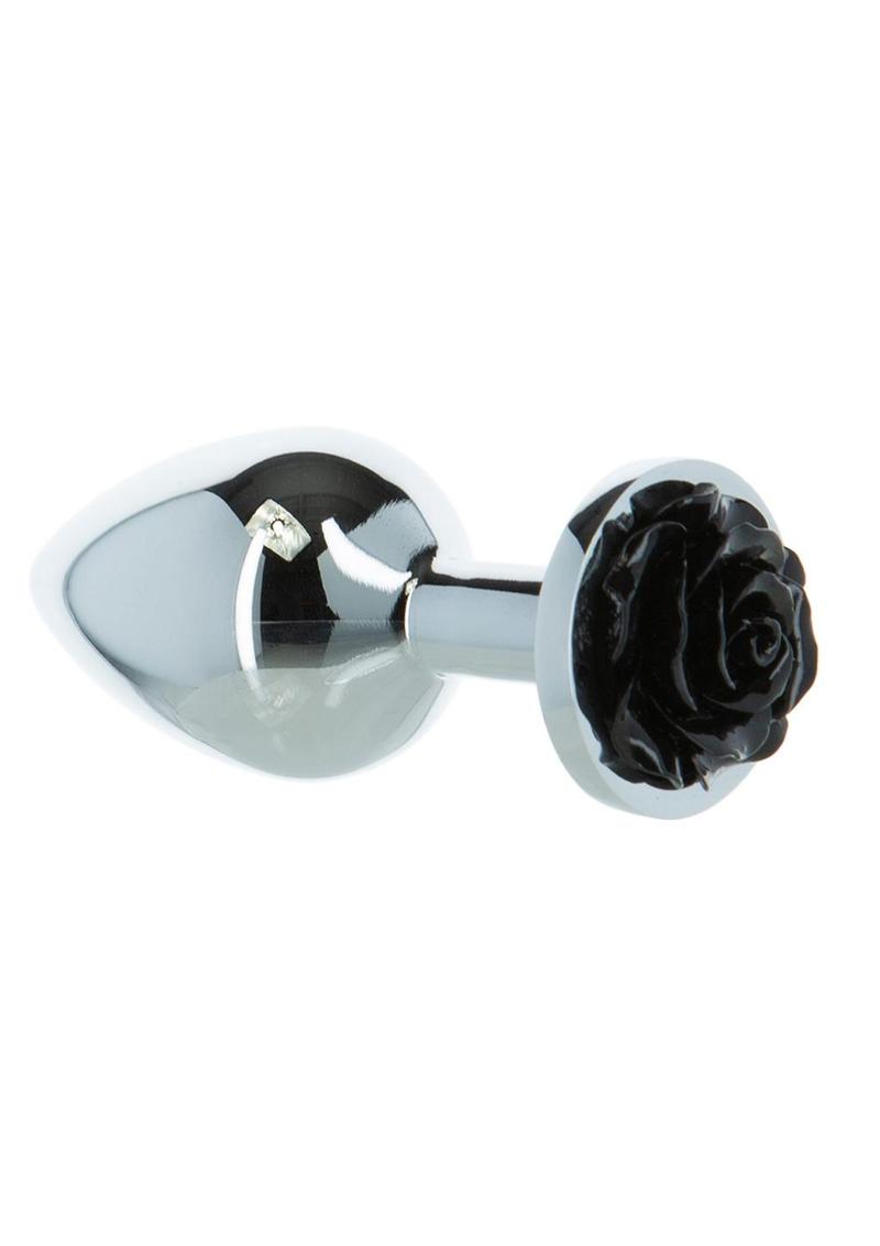 Lux Active Rose Anal Plug - Black/Silver - 3.5in
