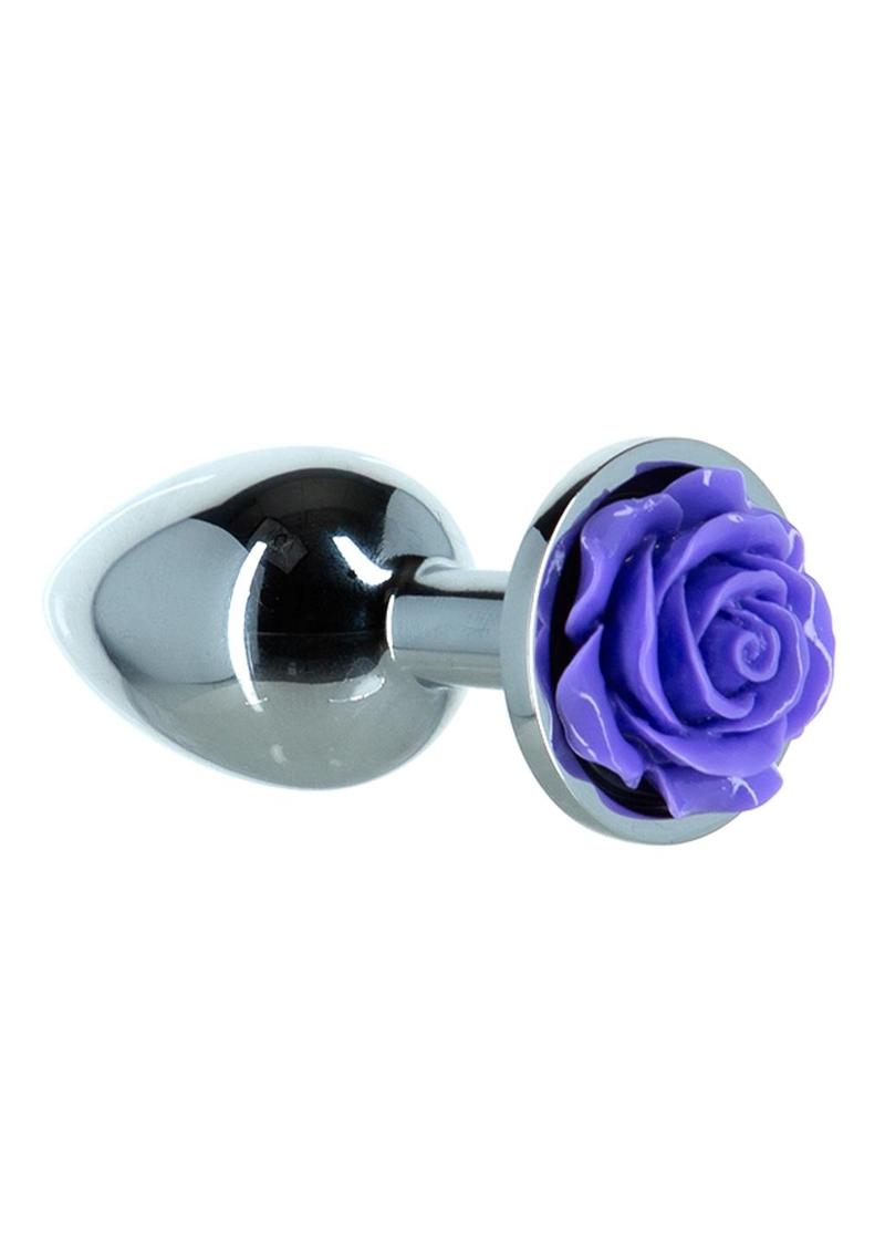 Lux Active Rose Anal Plug - Purple/Silver - 3in