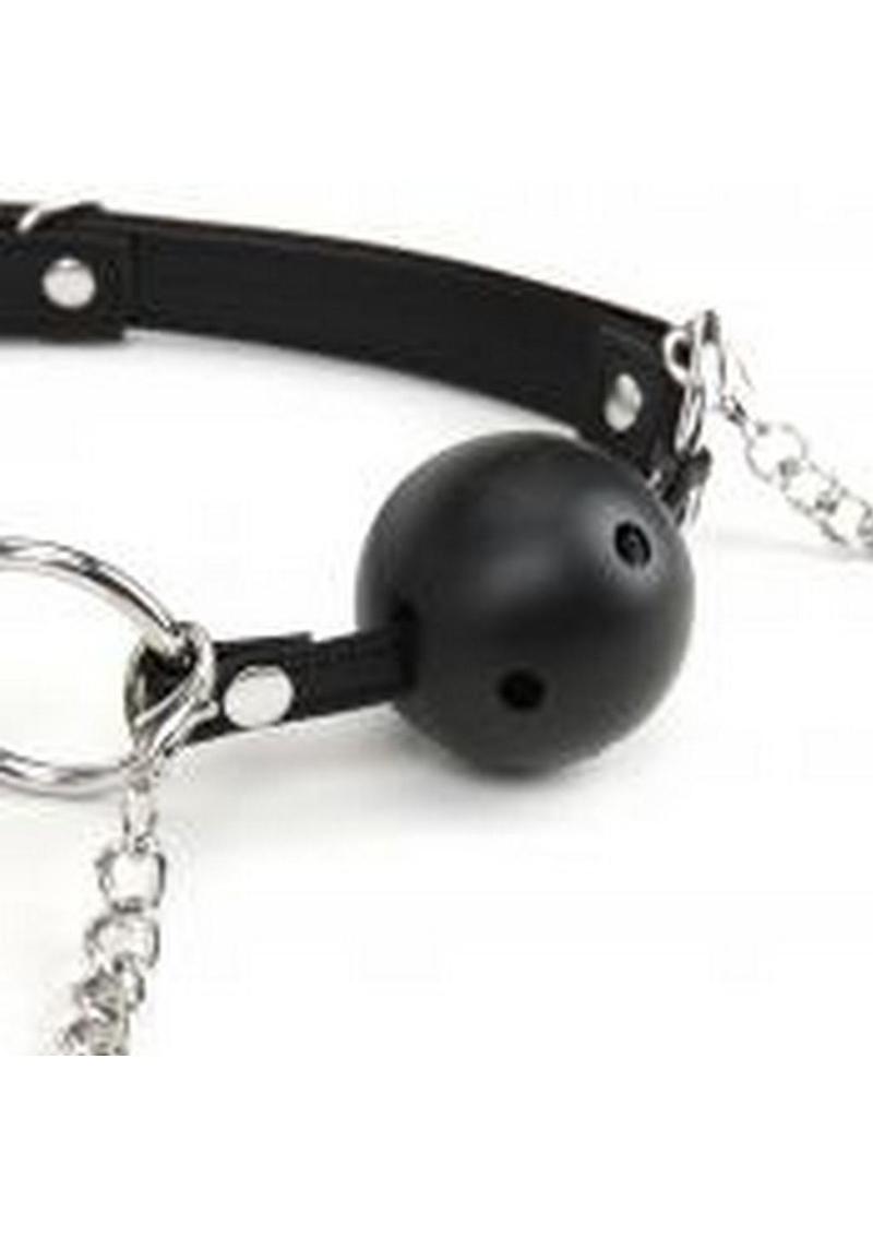 Lux Fetish Breathable Ball Gag with Nipple Clamps Adjustable