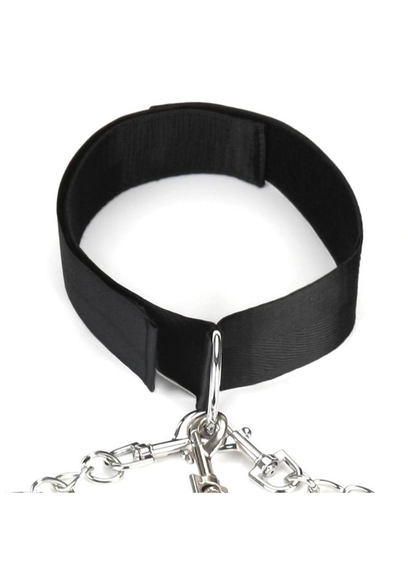 Lux Fetish Collar, Cuffs and Leash Set with Removable Cuffs and Leash