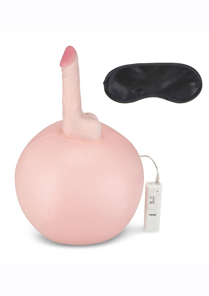 Lux Fetish Inflatable Sex Ball with Vibrating Realistic Dildo and Remote Control - Pink
