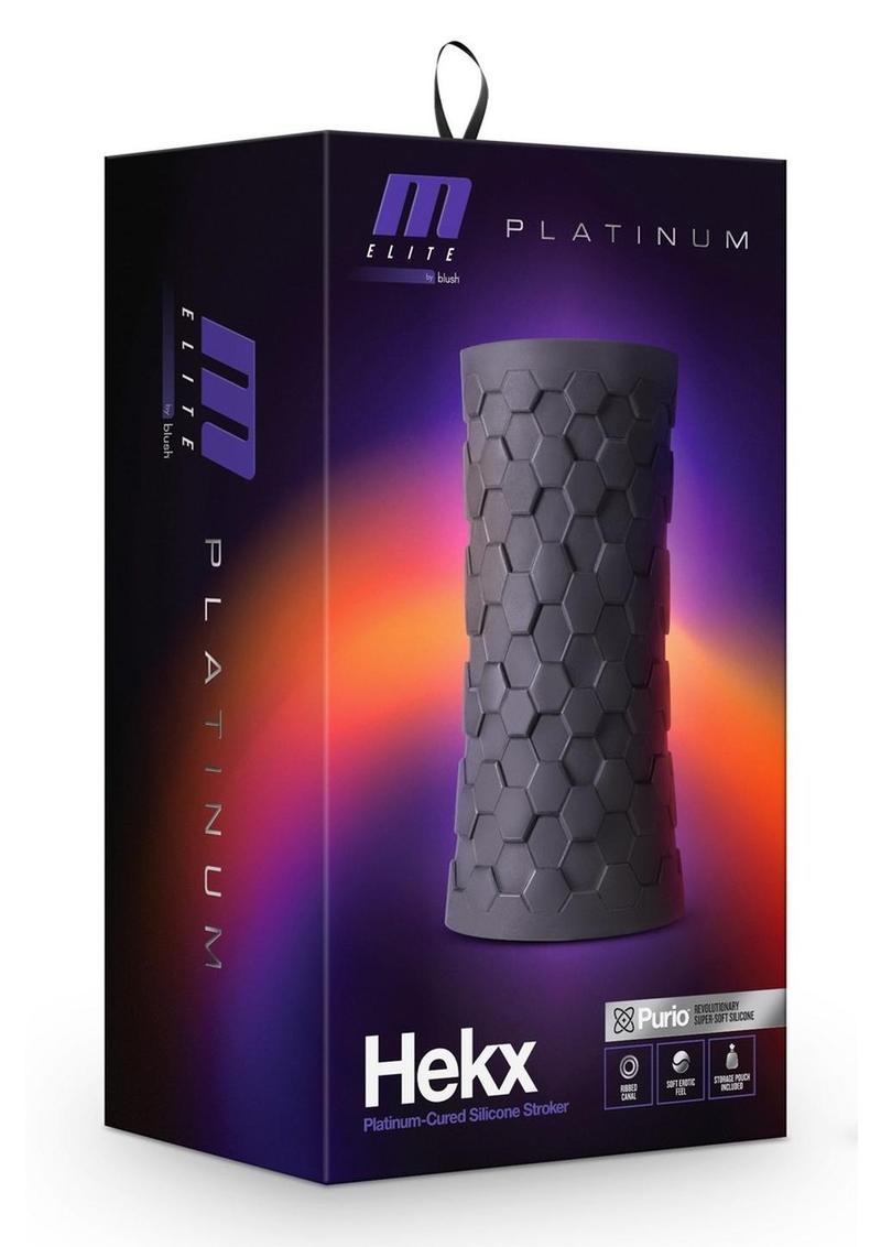 M Elite Platinum Hekx Silicone Dual End Masturbator - Black