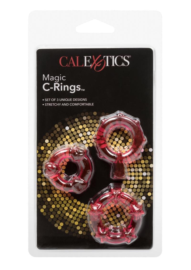 Magic C-Rings Cock Rings - Red - 3 Piece Set