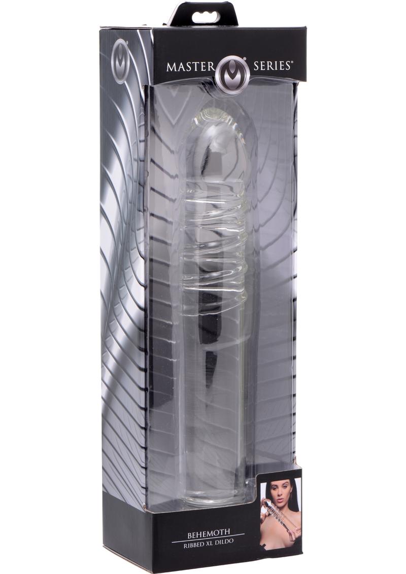 Master Series Behemoth Ribbed XL Dildo 12.25in - Glass - Clear - XLarge