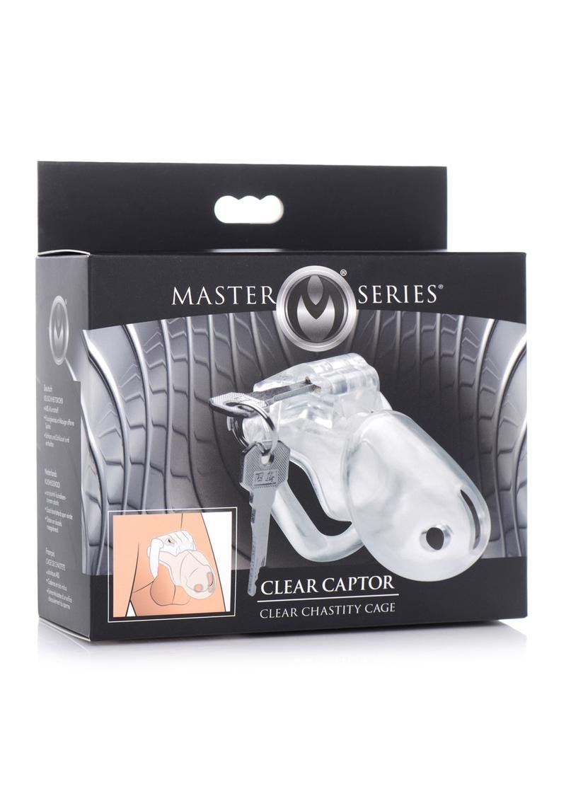 Master Series Clear Captor Chastity Cage with Keys - Clear - Large