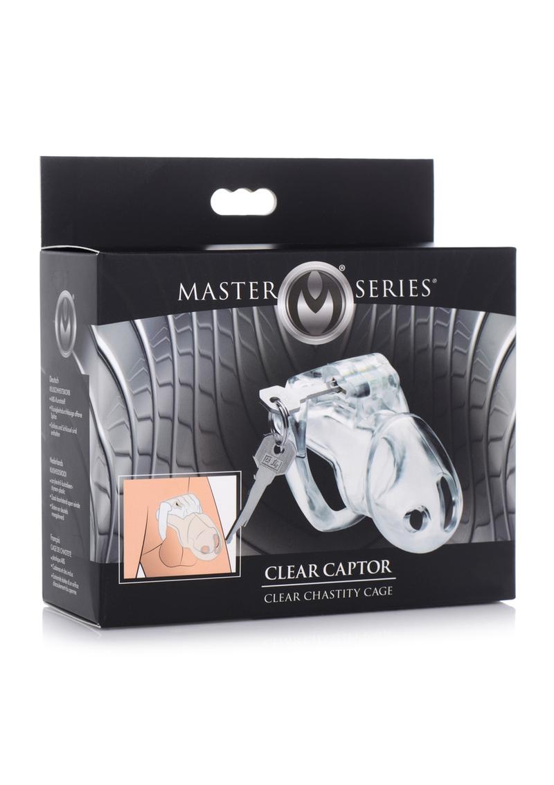 Master Series Clear Captor Chastity Cage with Keys - Clear - Small