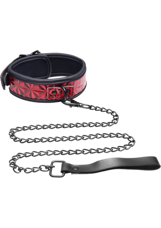 Master Series - Crimson Tied Chained Collar with Leash - Black/Red