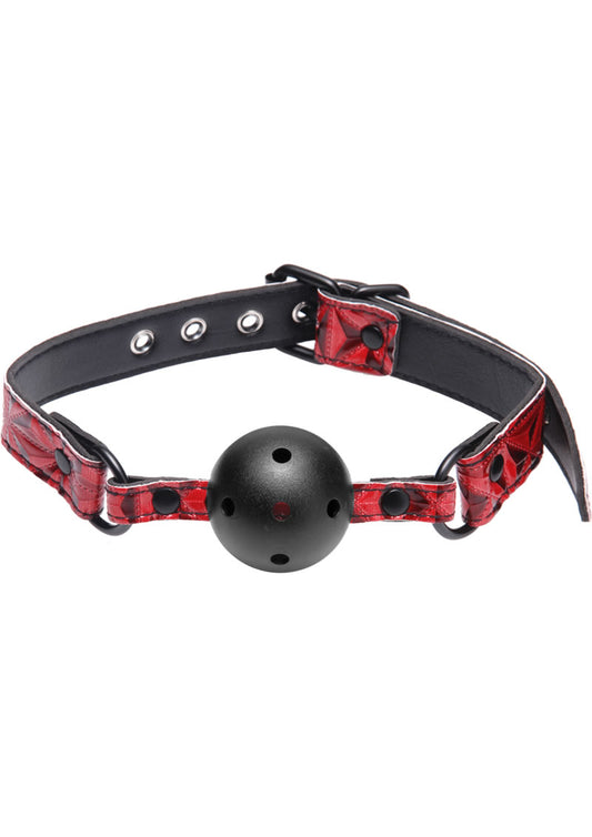 Master Series - Crimson Tied Gagged Breathable Ball Gag - Black/Red