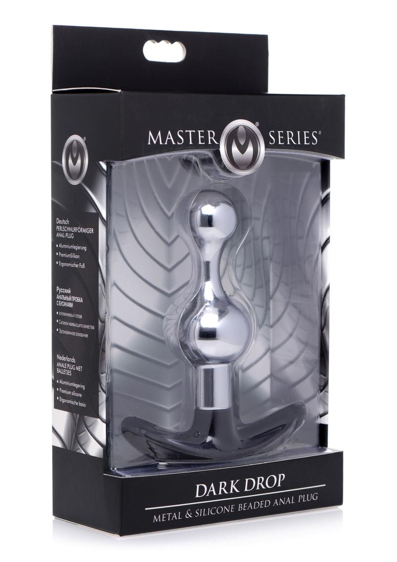 Master Series Dark Drop Metal and Silicone Beaded Anal Plug - Metal/Silver