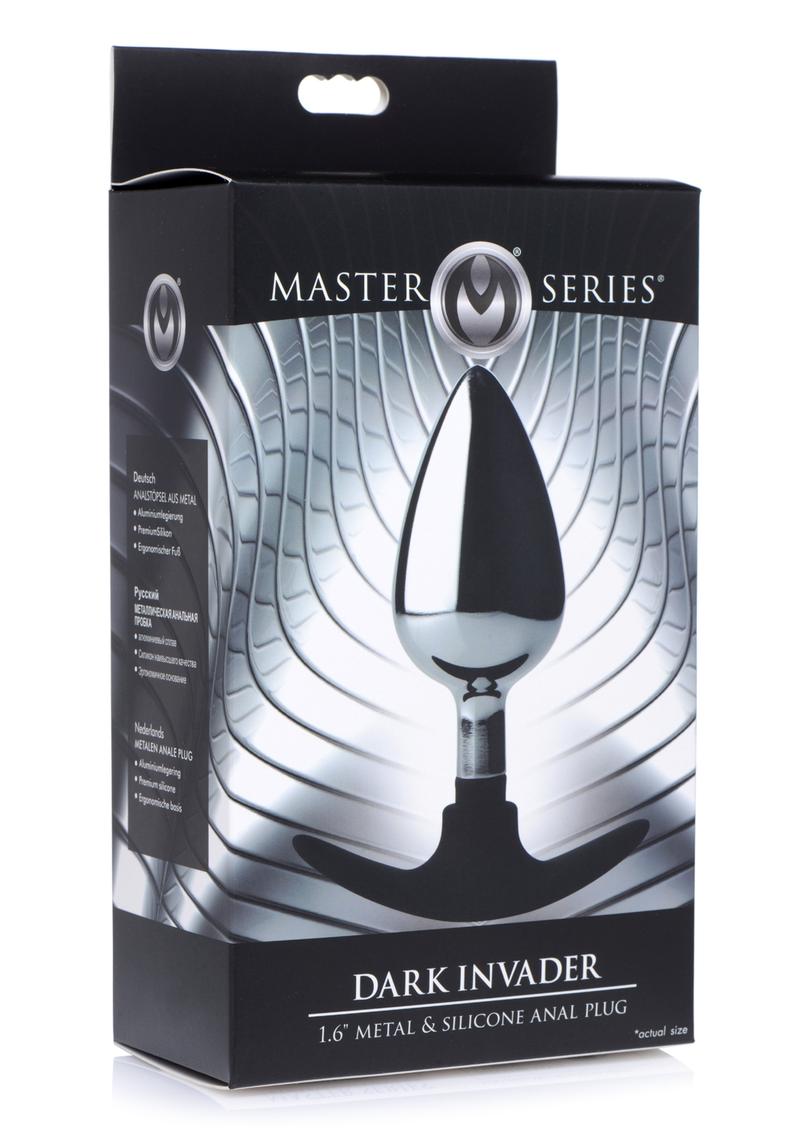 Master Series Dark Invader Metal and Silicone Anal Plug - Metal/Silver - Large