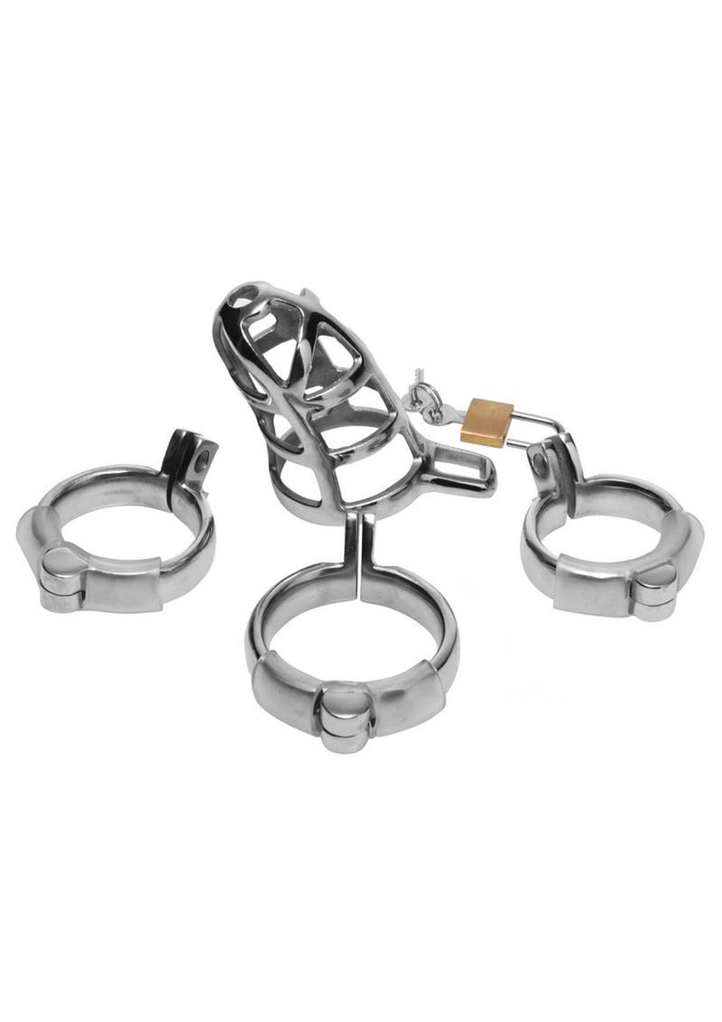 Master Series Detained Stainless Steel Chastity Cage