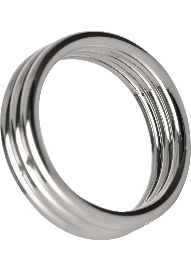 Master Series Echo Stainless Steel Triple Cockring - Silver - 2in