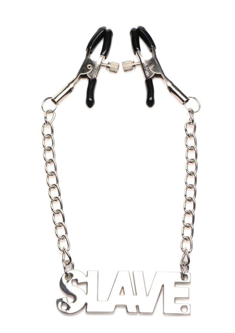 Master Series Enslaved Slave Chain Nipple Clamps - Silver
