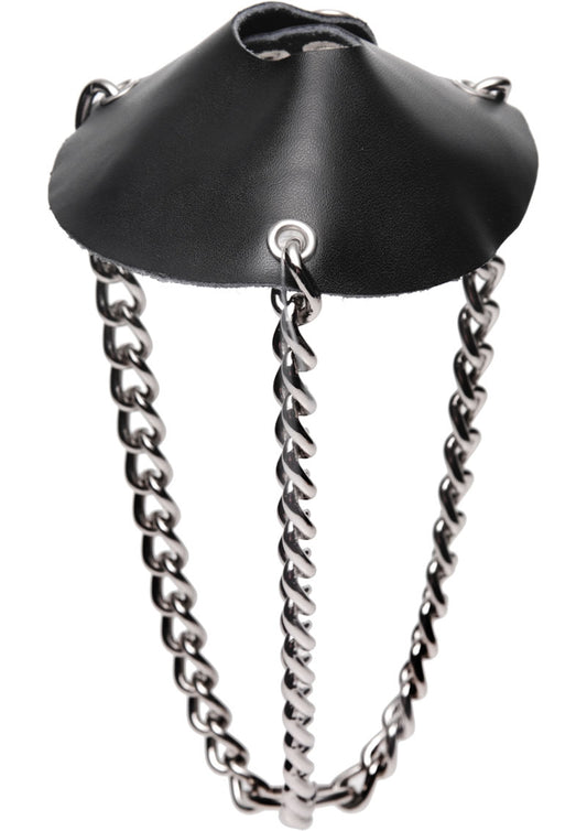 Master Series Leather Parachute Ball Stretcher - Black/Silver