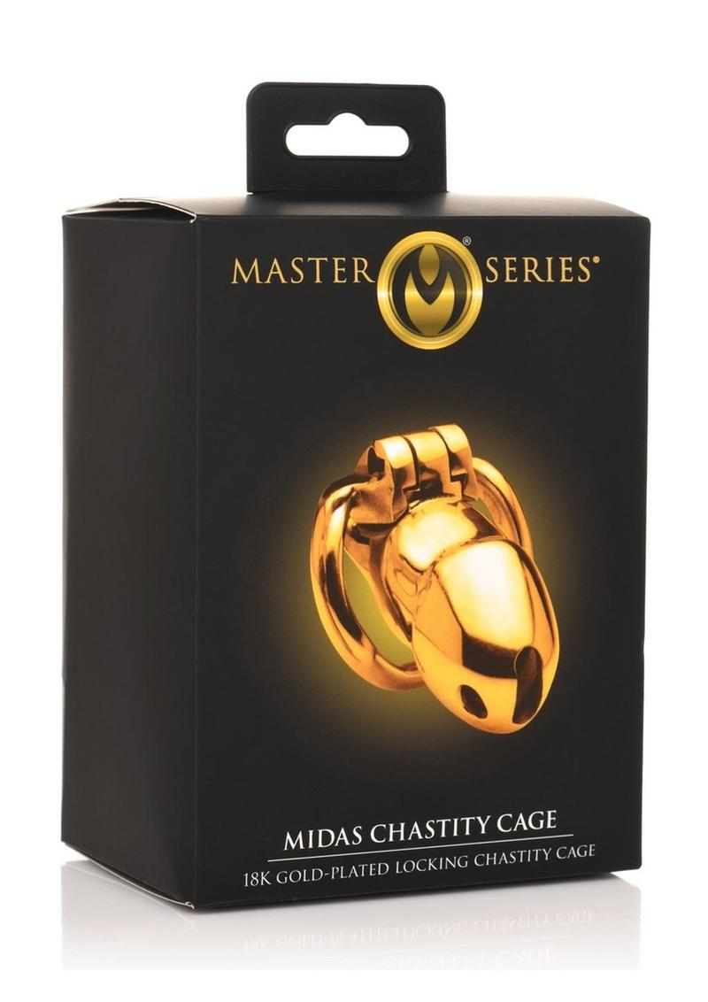 Master Series Midas 18k Gold-Plated Locking Chastity Cage - Gold