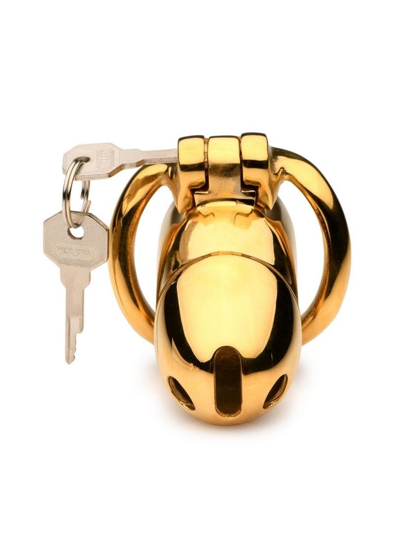 Master Series Midas 18k Gold-Plated Locking Chastity Cage
