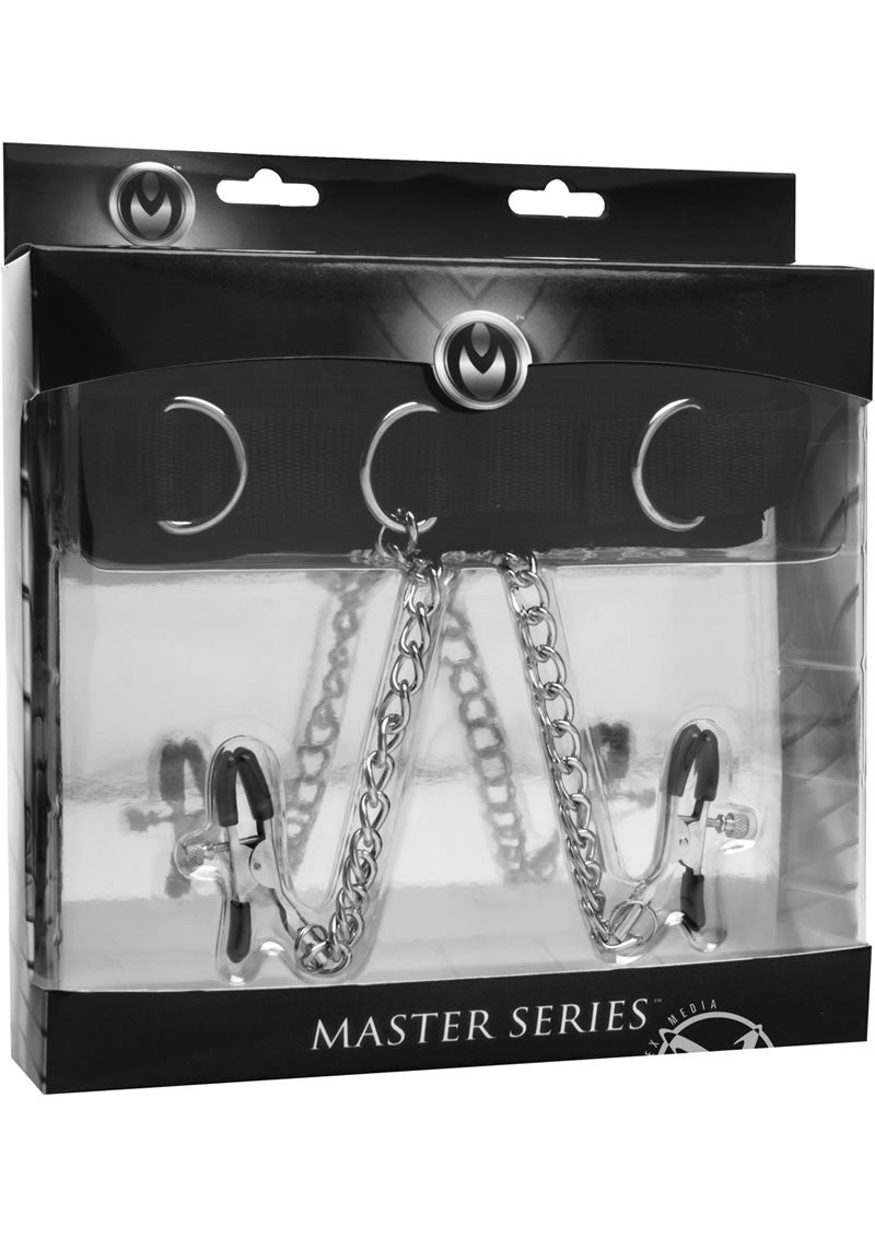 Master Series Submission Collar and Nipple Clamp Union - Black