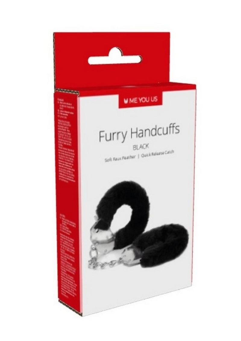 ME YOU US Furry Handcuffs - Black/Silver