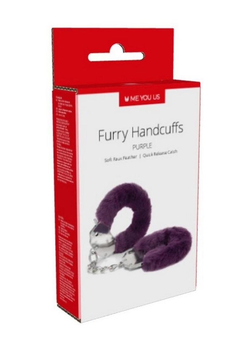 ME YOU US Furry Handcuffs - Purple/Silver