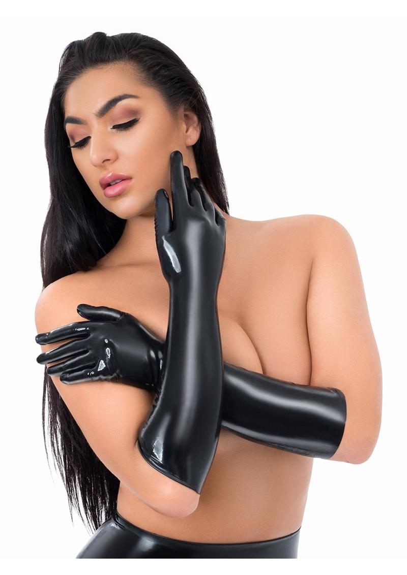 ME YOU US Latex Full Length Gloves - Black - Large