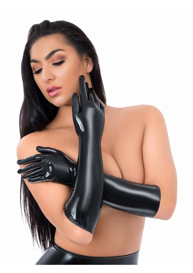 ME YOU US Latex Full Length Gloves - Black - Medium
