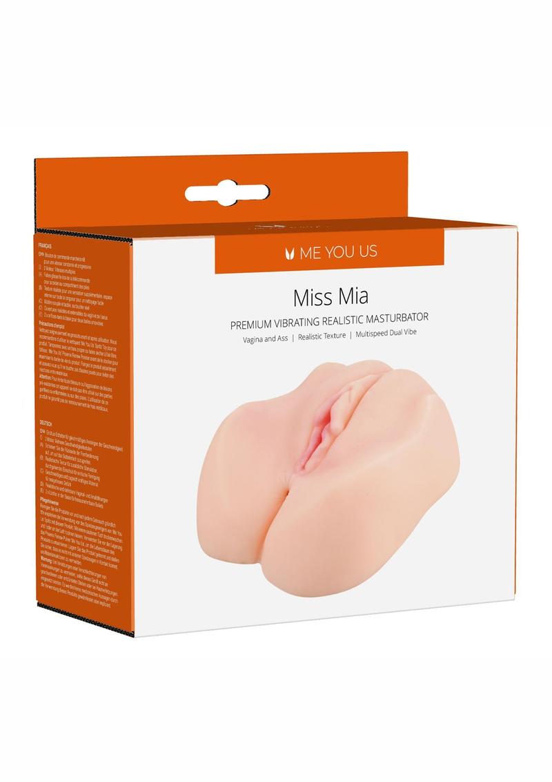 ME YOU US Miss Mia Premium Vibrating Realistic Masturbator - Pussy and Butt - Vanilla