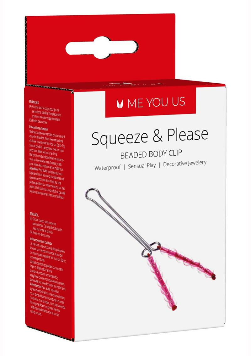 ME YOU US Squeeze and Please Beaded Body Clip - Pink/Silver