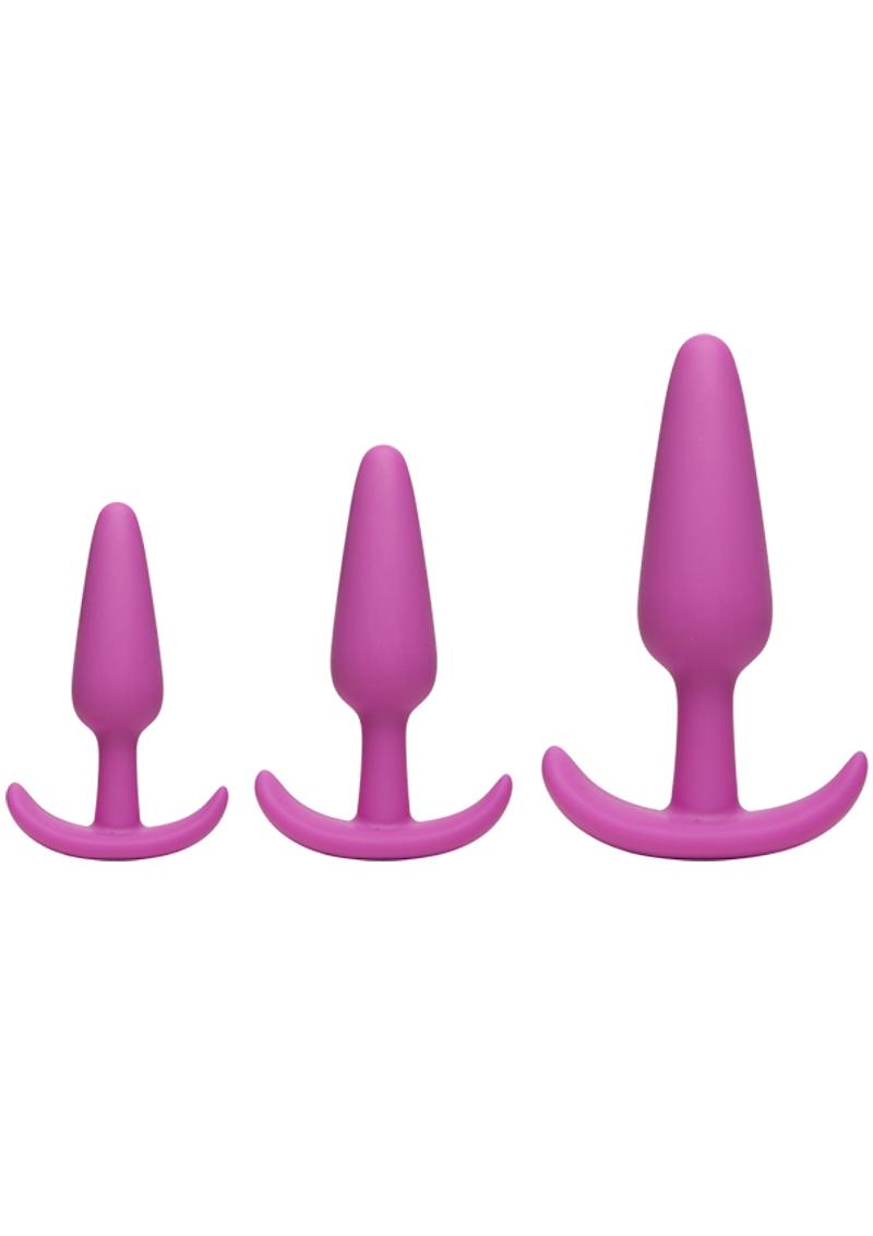 Mood Naughty 1 Trainer Silicone Anal Plug - Pink - Large/Small - 3 Piece Set