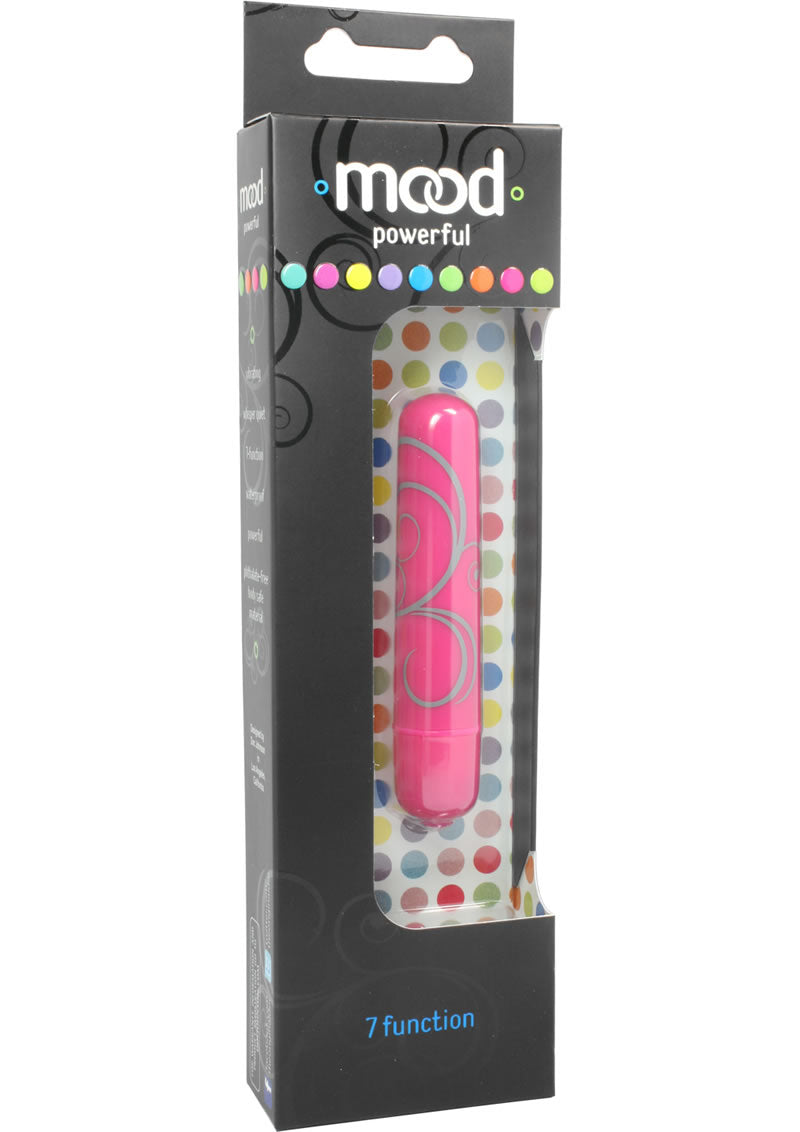 Mood Powerful 7 Function Small Bullet Waterproof - Pink - Small - 3.5in