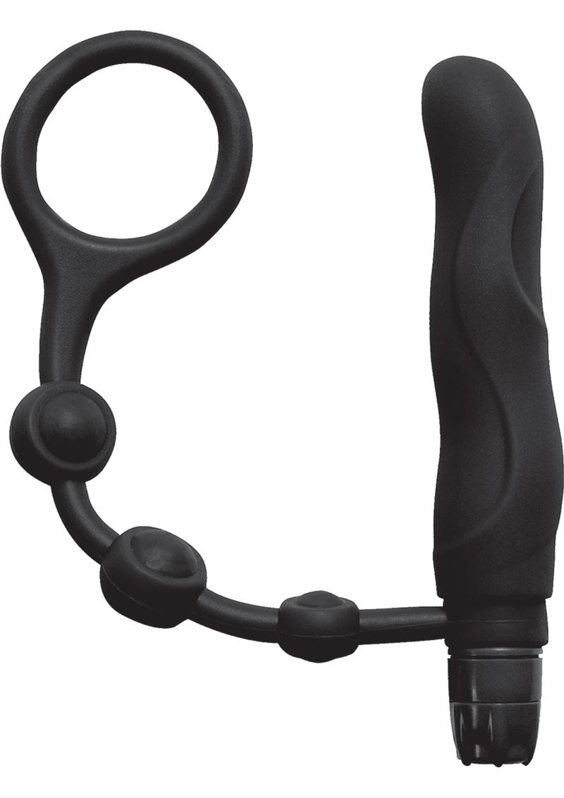 My Cock Ring Silicone Cock Ring with Vibrating Ass Blaster Butt Plug - Black