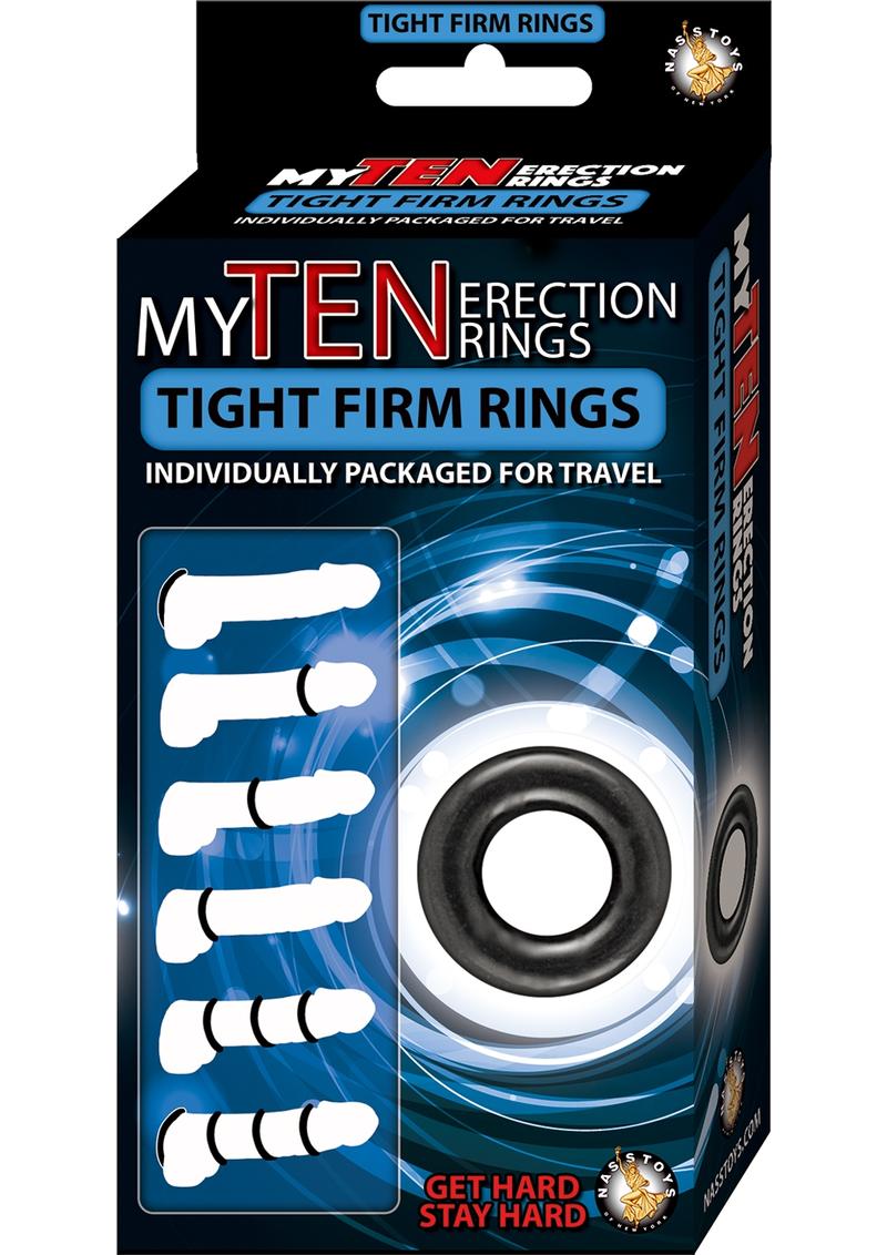 My Ten Erection Rings Tight Firm Cock Rings - Black