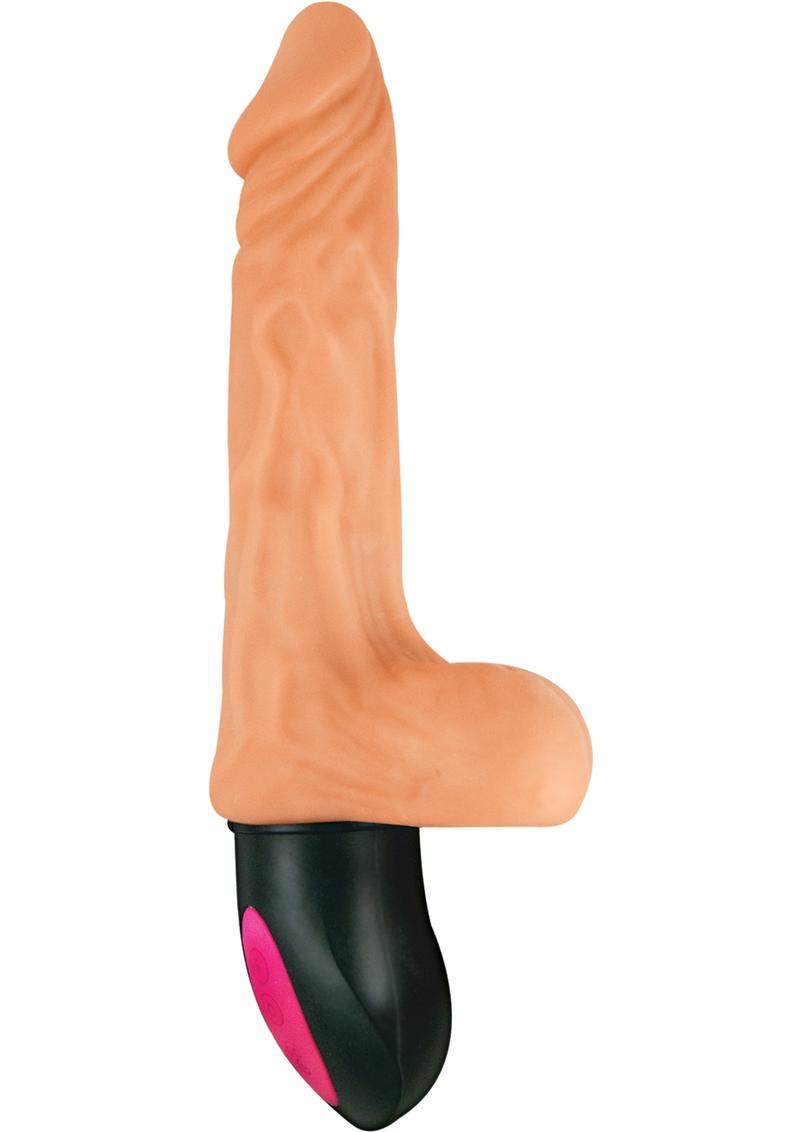 Natural Realskin Hot Cock #2 Rechargeable Warming Vibrator - Vanilla - 6.5in